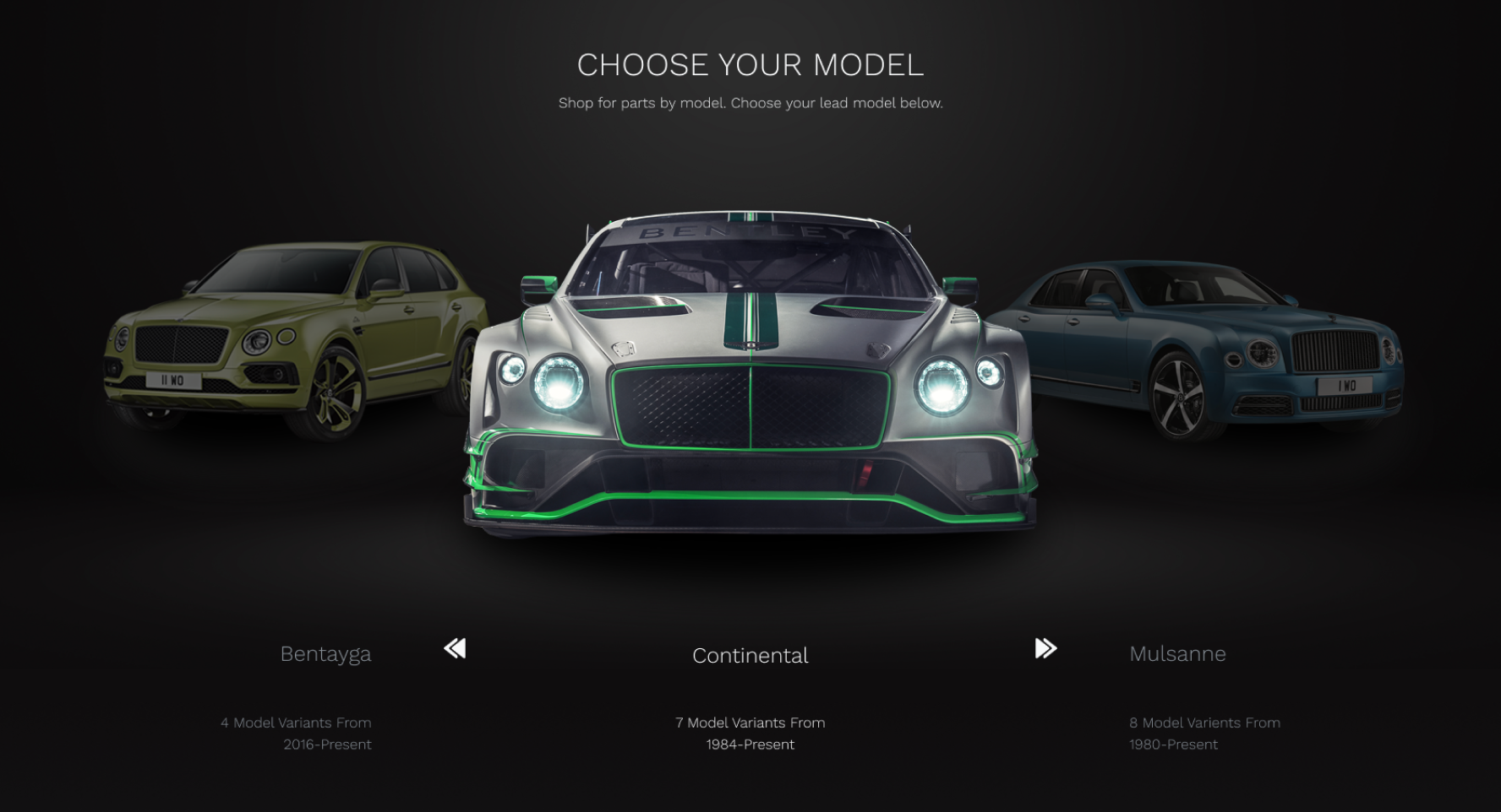 Screenshot of a design mockup for Bentley Motors